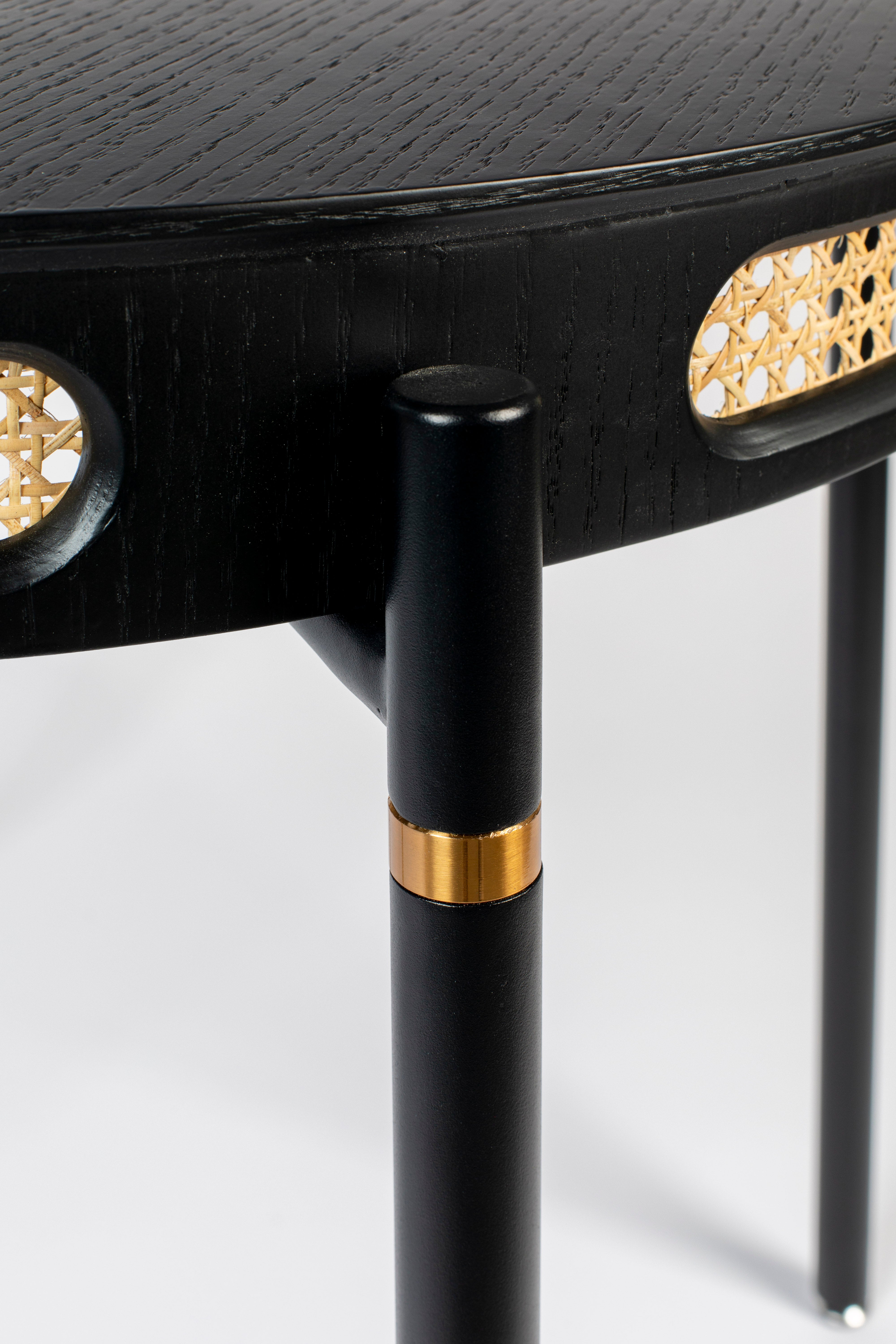 Bold Monkey Don't Stop The Webbing Black Wood & Rattan Round Dining Table